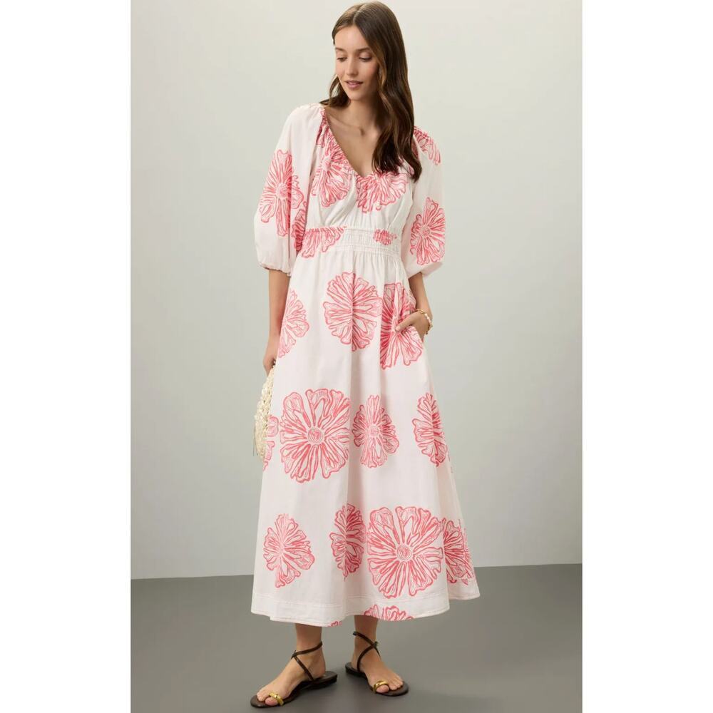 Marie Oliver Ava Pink Floral Cotton Dress Size M